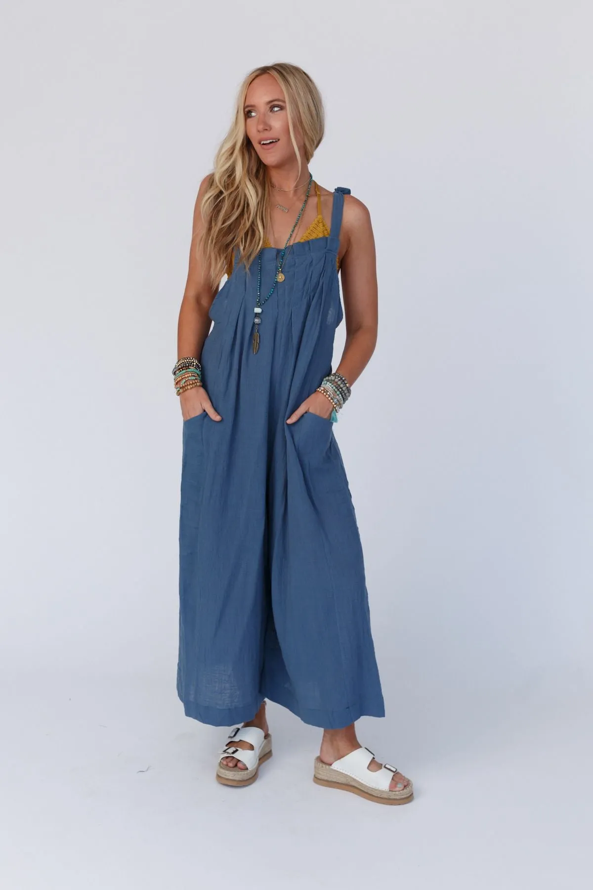 Ready To Go Loose Fit Jumpsuit - Denim Blue