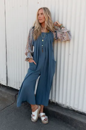 Ready To Go Loose Fit Jumpsuit - Denim Blue