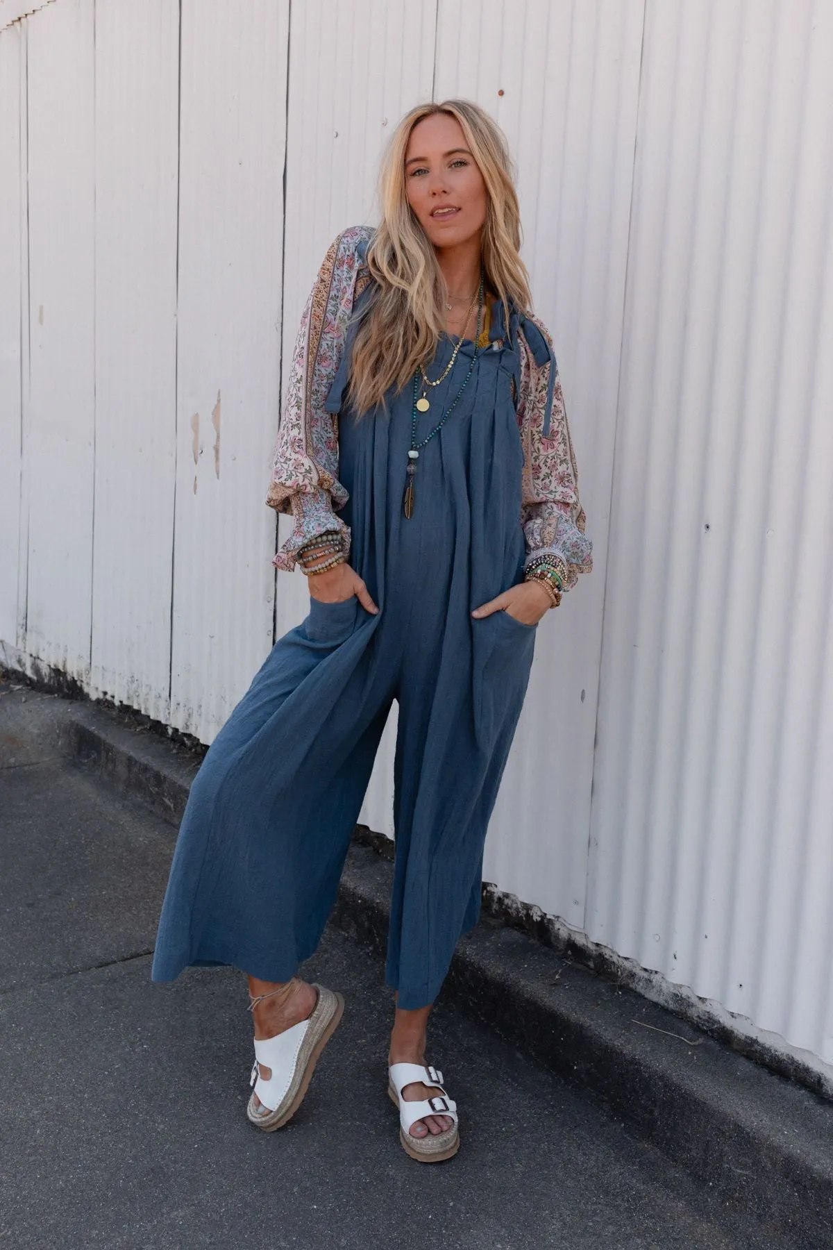 Ready To Go Loose Fit Jumpsuit - Denim Blue