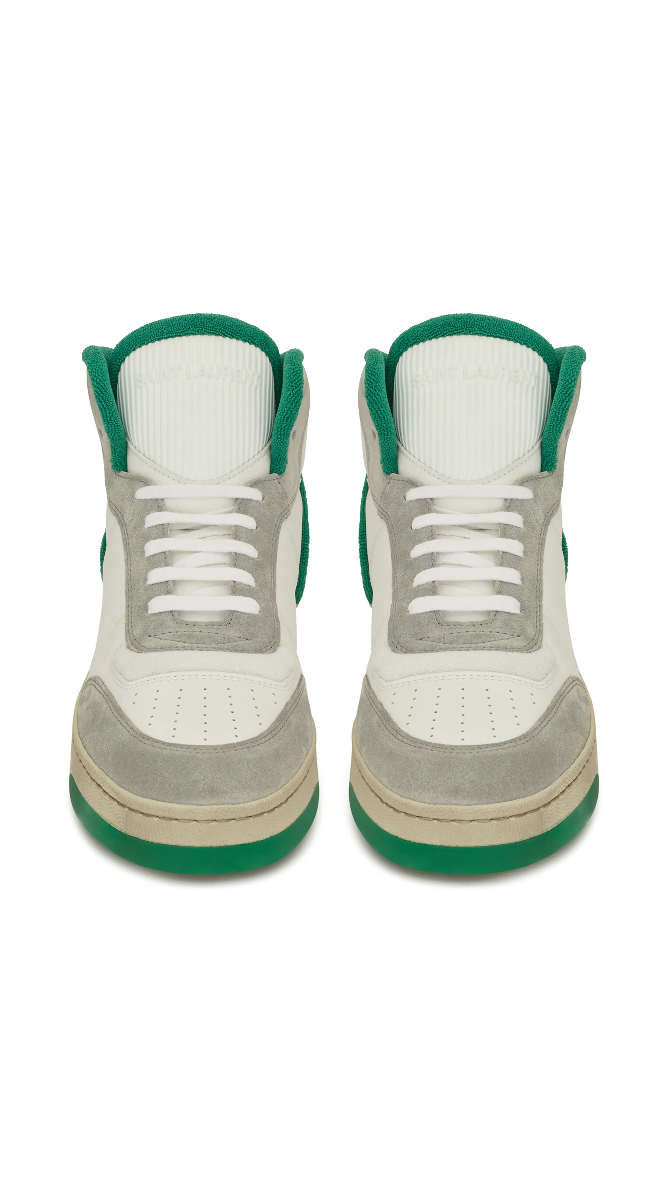 SL/80 Sneakers in Leather and Suede - Optic White/Paris Roof/Garden Green