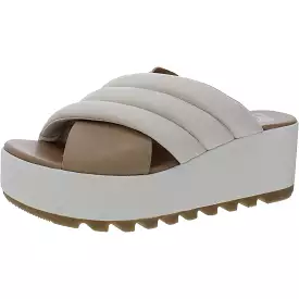 Sorel Womens Leather Quilted Wedge Sandals