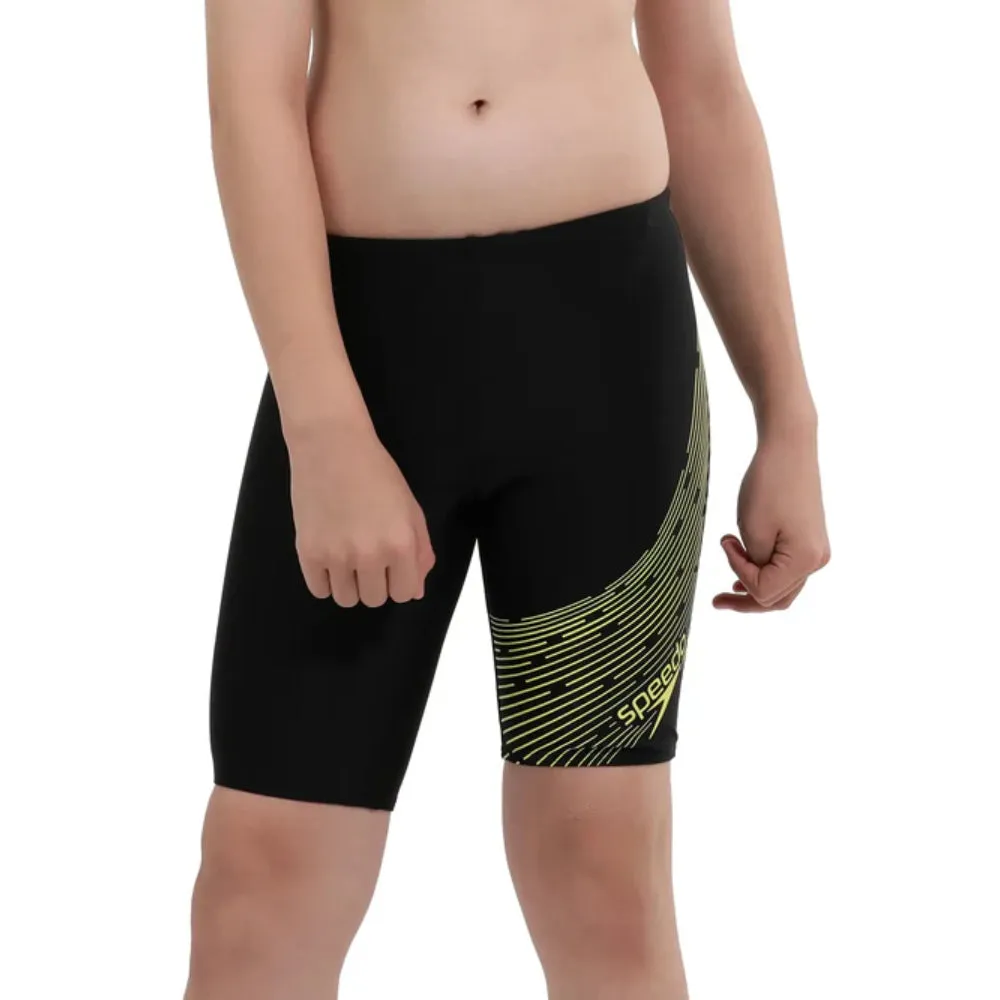 Speedo Boy's JM Madley Logo Jammer (Black/Lemon Drizzle)