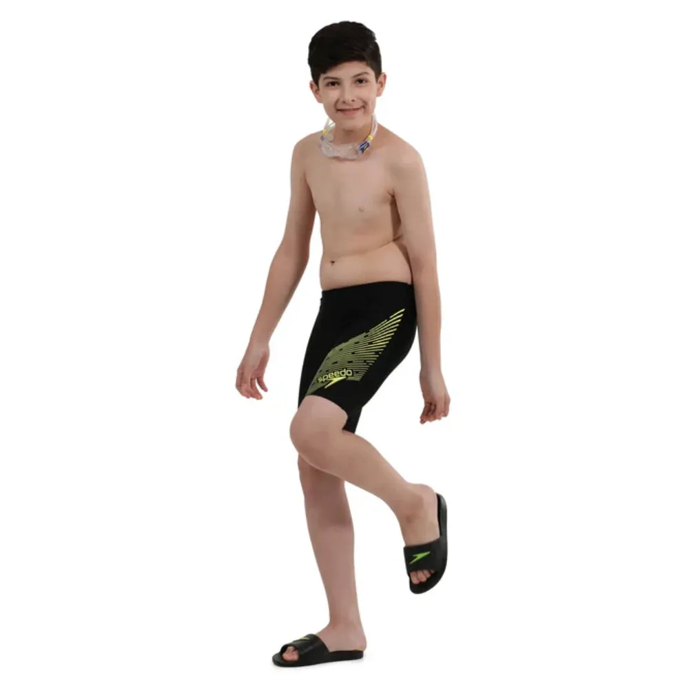 Speedo Boy's JM Madley Logo Jammer (Black/Lemon Drizzle)