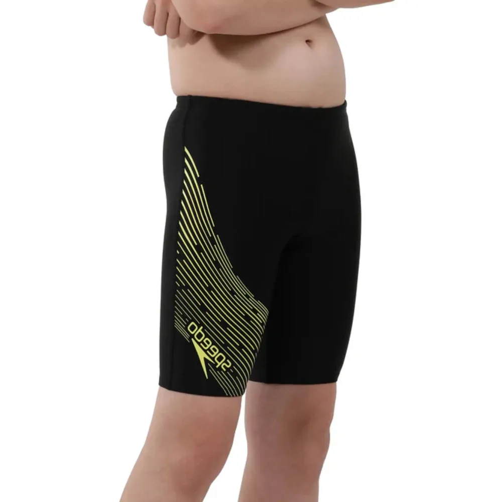 Speedo Boy's JM Madley Logo Jammer (Black/Lemon Drizzle)