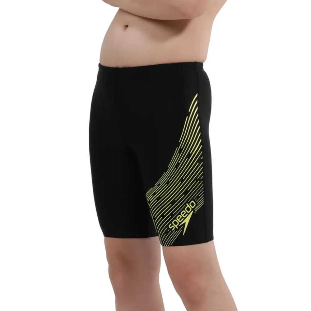 Speedo Boy's JM Madley Logo Jammer (Black/Lemon Drizzle)