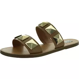 Steve Madden Womens Cressida Leather Slip On Slide Sandals