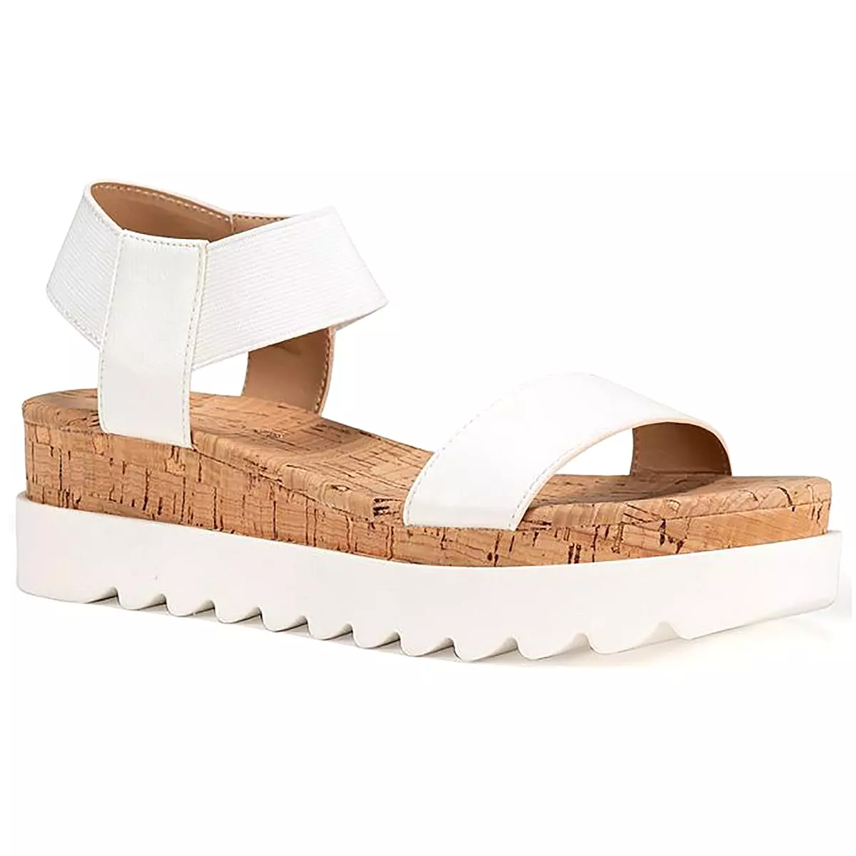 Sun + Stone Womens MELANY Faux Leather Cork Ankle Strap