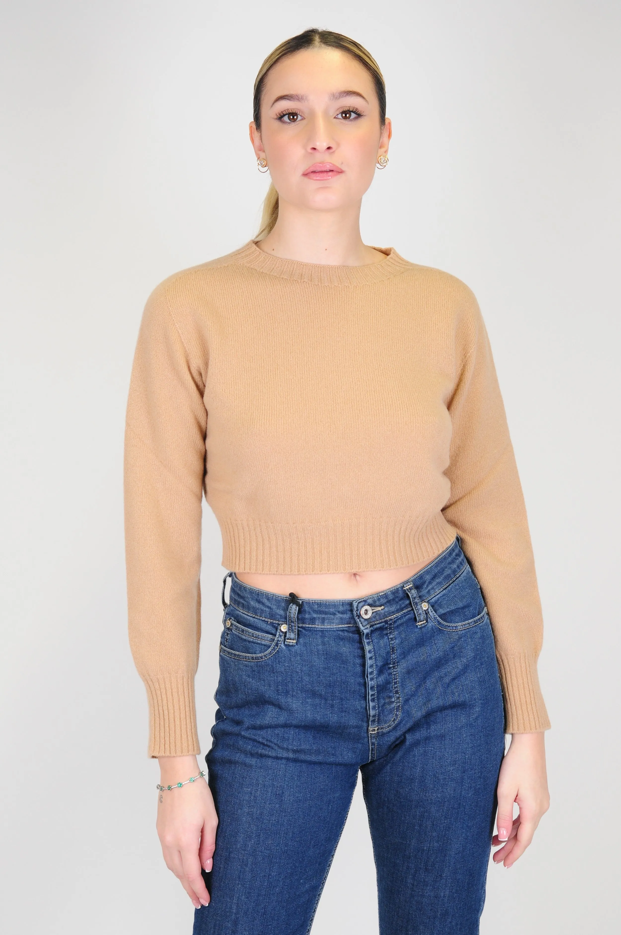 Tensione in - Maglia crop in misto cashmere