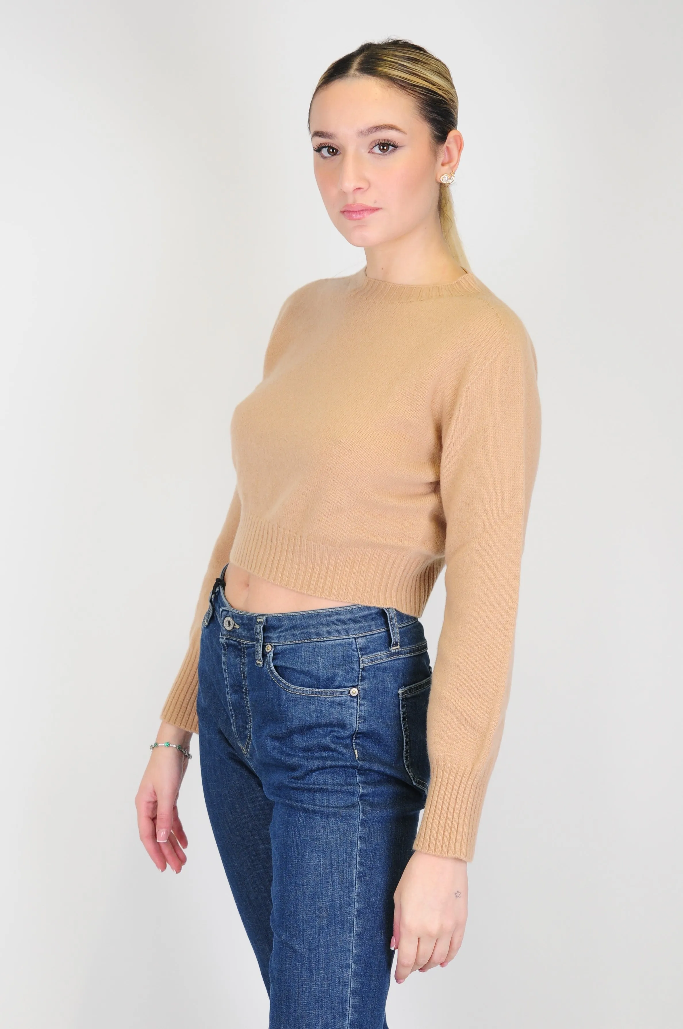 Tensione in - Maglia crop in misto cashmere