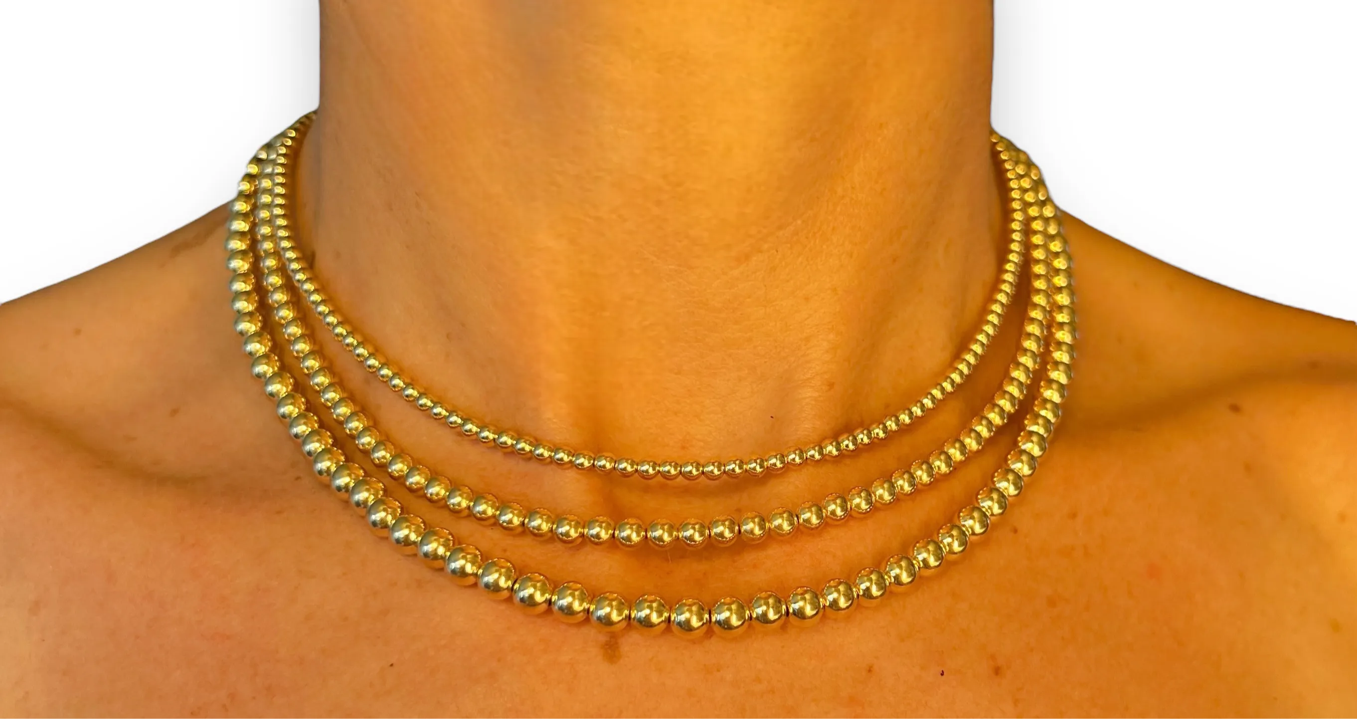 Three 18k Gold Filled Ball Necklaces