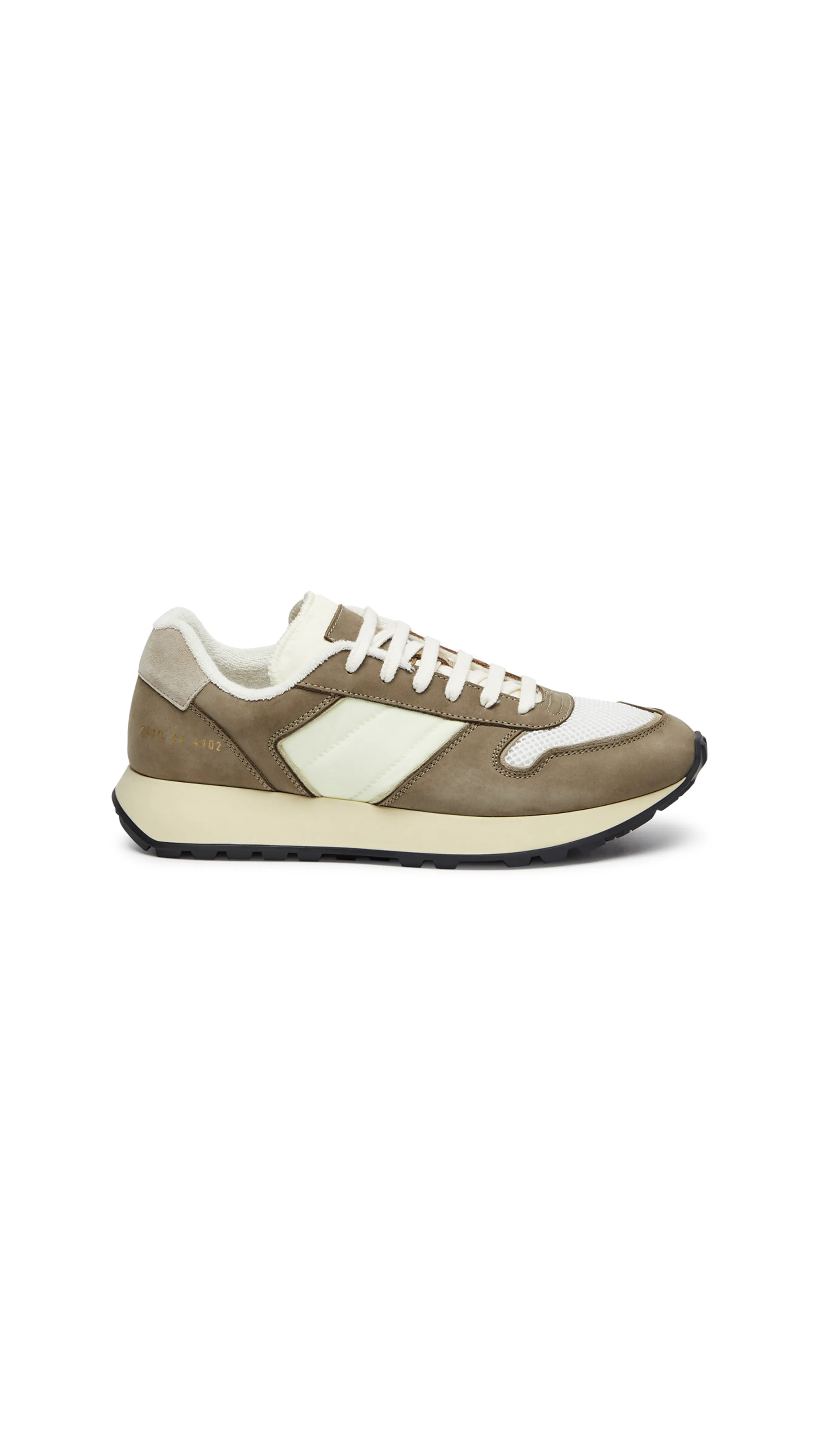 Track Panelled Nubuck Sneakers - White/Brown