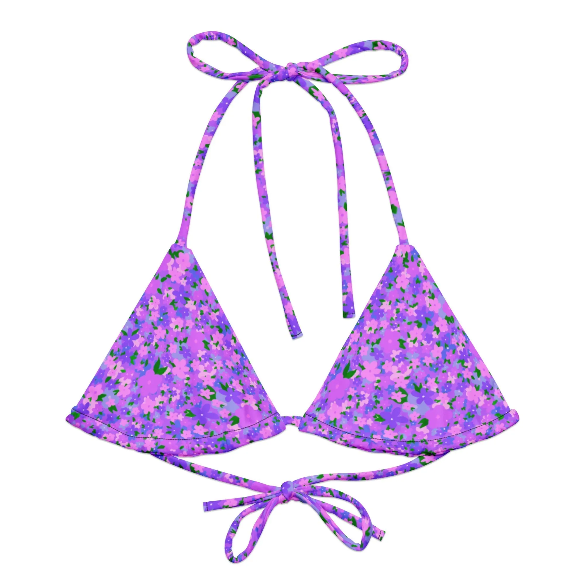 TRIANGLE STRING BIKINI TOP ECO - DITSY PURPLES