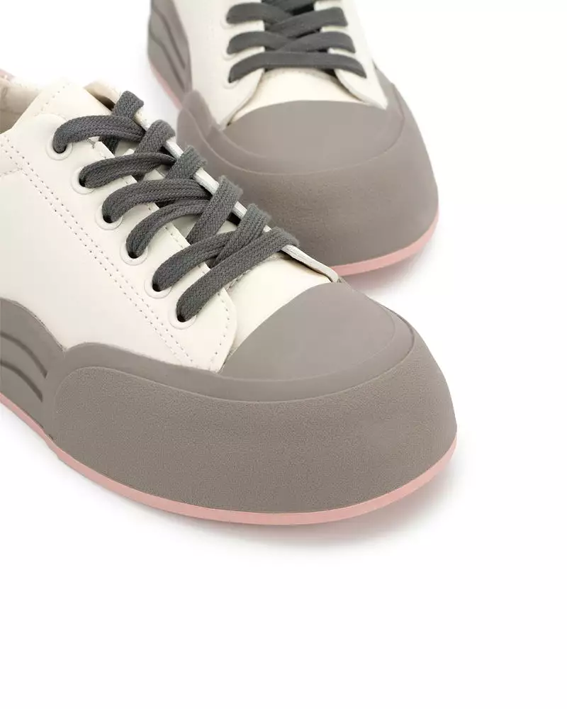 Two Tone Low Top Breathable Platform Sneakers