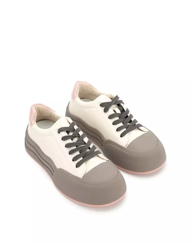 Two Tone Low Top Breathable Platform Sneakers