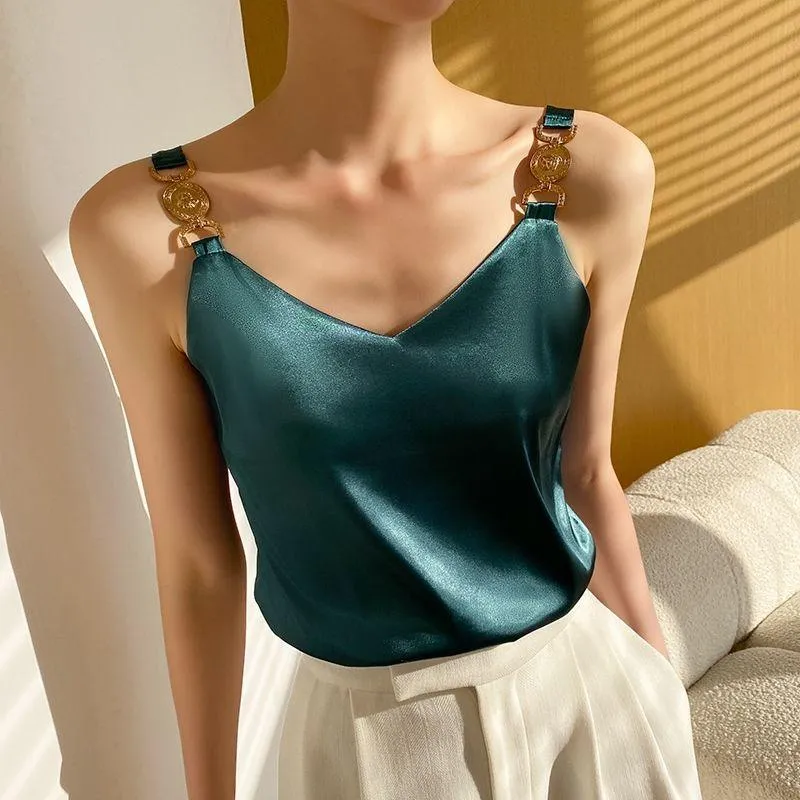 V-neck Solid Sleeveless Top