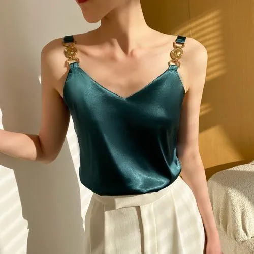 V-neck Solid Sleeveless Top