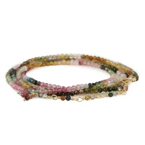 Watermelon Tourmaline Beaded Wrap Bracelet