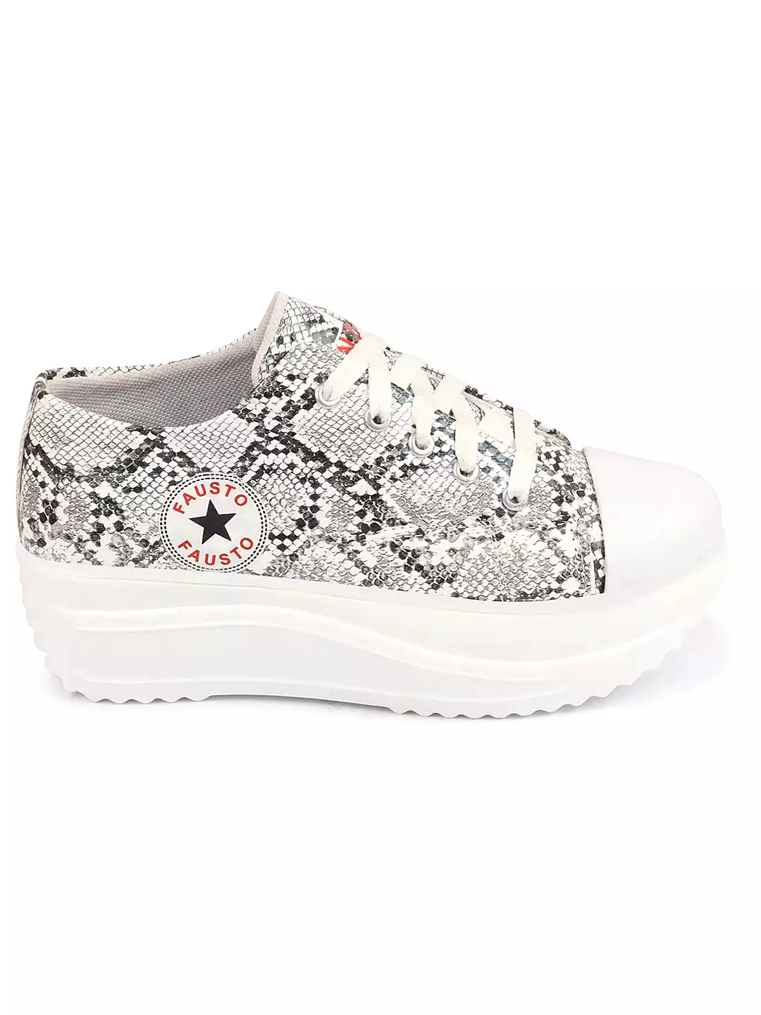 Women White Low Top Ankle Wedge Heels Embellished Lace Up Sneakers Shoes