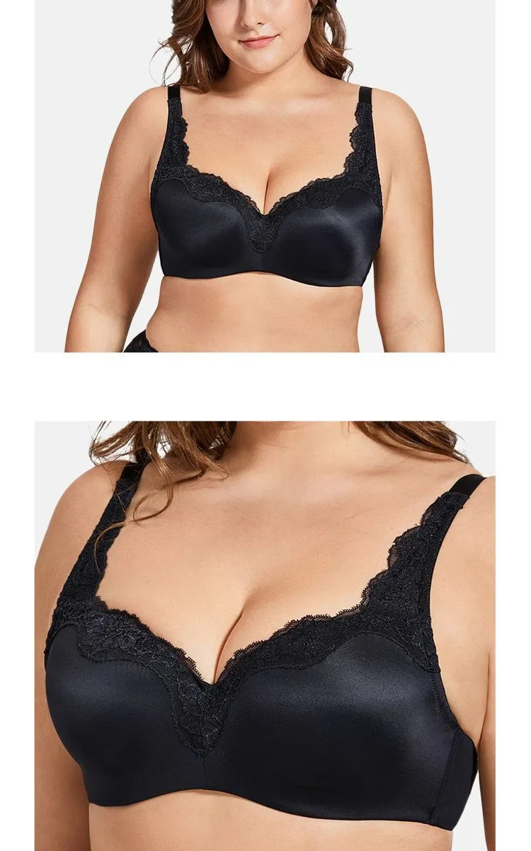 Women's Black Color Lace Full Coverage Lightly Lined Bra