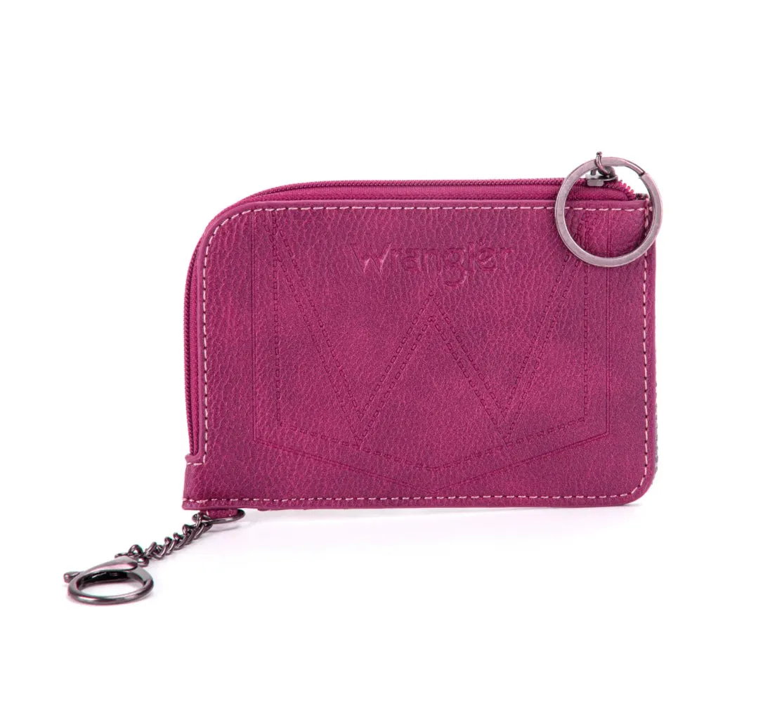 Wrangler Southwestern Art Print Mini Zip Card Case -Hot Pink